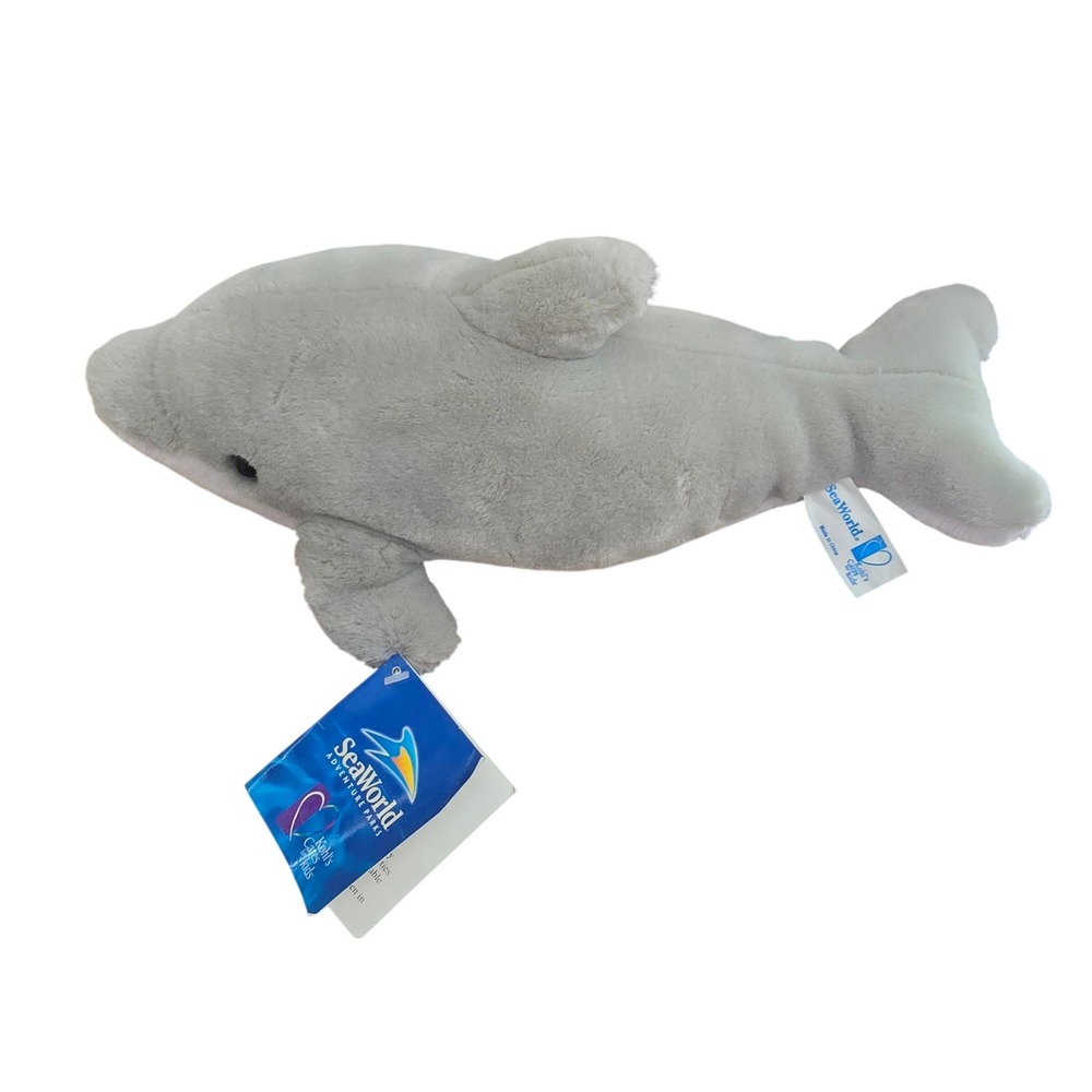 Vintage 2002 SeaWorld Kohls Cares Bottlenose Dolphin Plush Stuffed Animal Grey